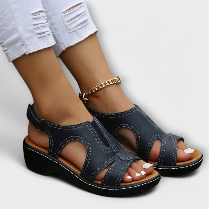 Christina – Sandales en cuir orthopédique avec talon confort