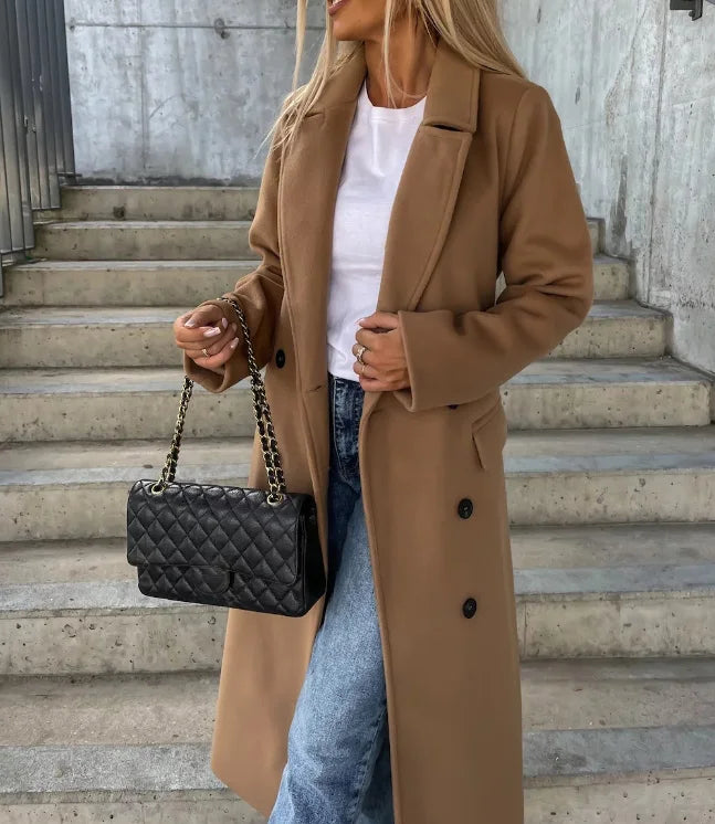 Manteau épais croisé pour femme