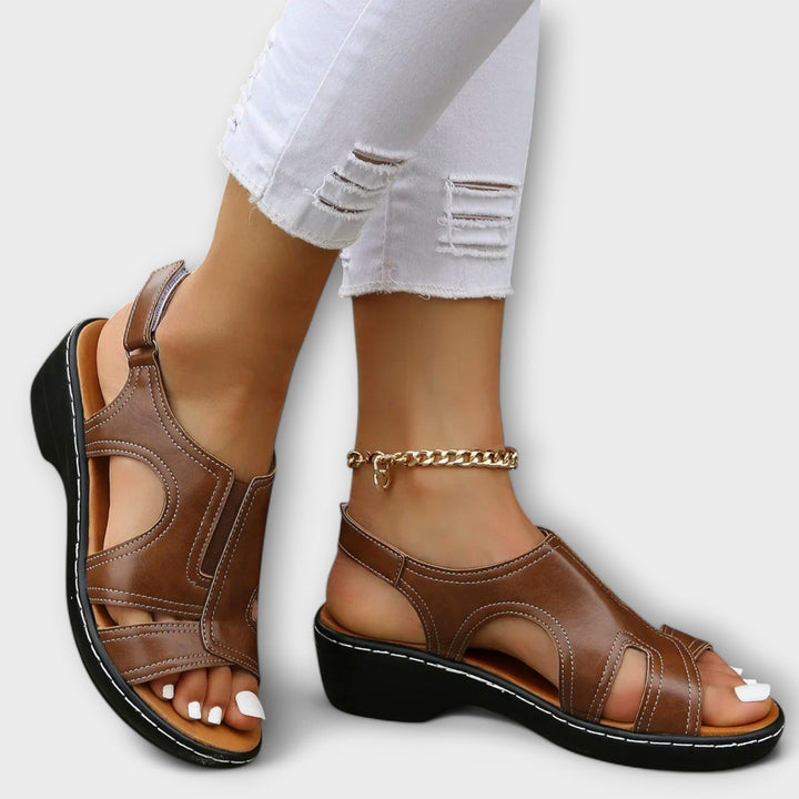 Christina – Sandales en cuir orthopédique avec talon confort