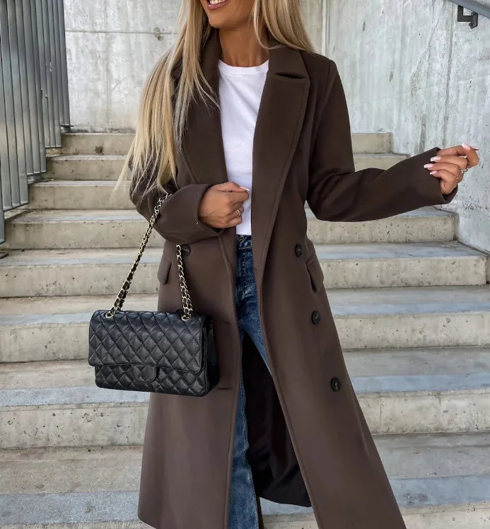 Manteau épais croisé pour femme