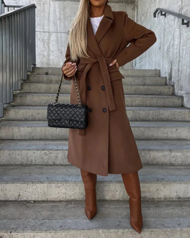 Manteau épais croisé pour femme