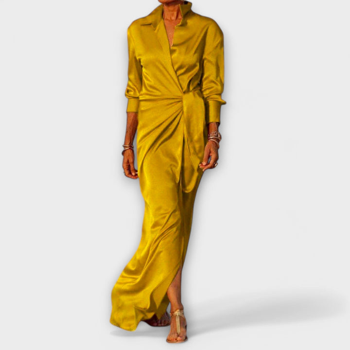 Robe Élégante avec Ceinture et Manches Longues