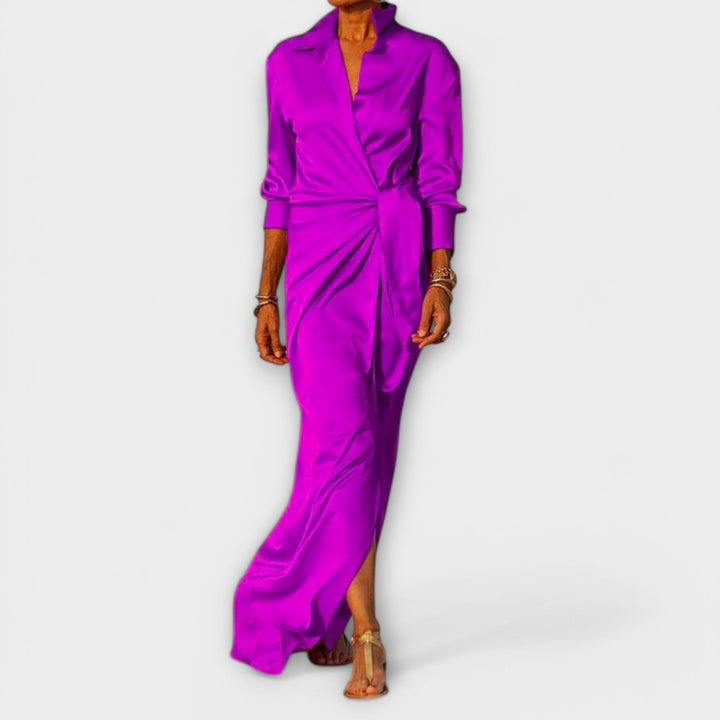 Robe Élégante avec Ceinture et Manches Longues