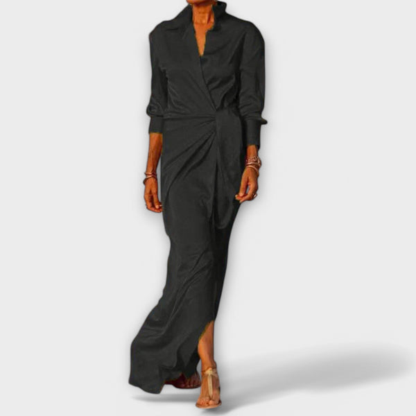 Robe Élégante avec Ceinture et Manches Longues