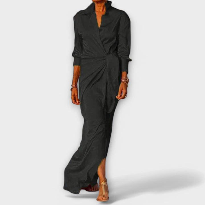 Robe Élégante avec Ceinture et Manches Longues