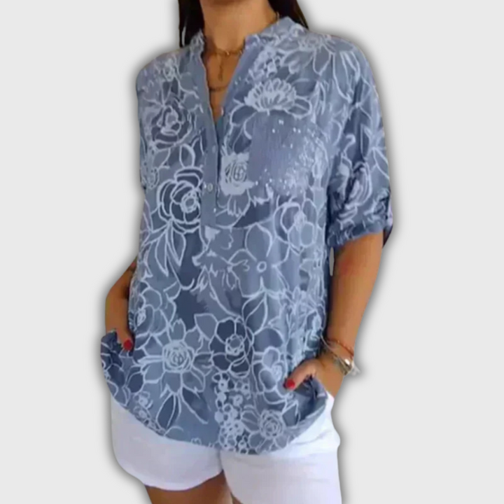 Clarinda – Chemise Imprimée avec Boutons