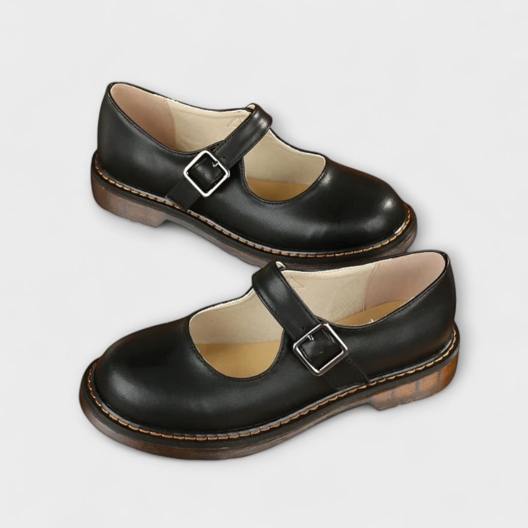 Chaussures Mary Jane Vintage pour Femmes – Chaussures en Cuir Classiques avec Bride et Semelle Confort
