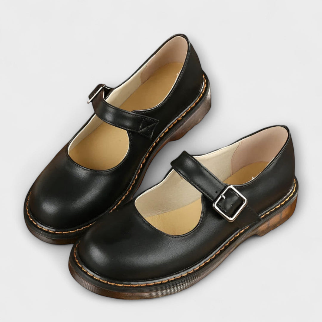 Chaussures Mary Jane Vintage pour Femmes – Chaussures en Cuir Classiques avec Bride et Semelle Confort