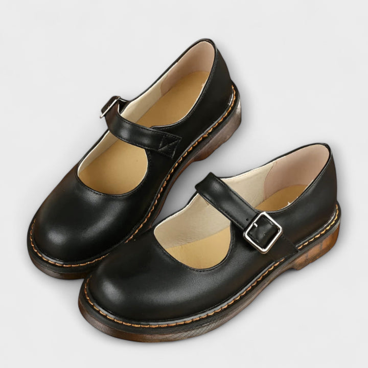 Chaussures Mary Jane Vintage pour Femmes – Chaussures en Cuir Classiques avec Bride et Semelle Confort