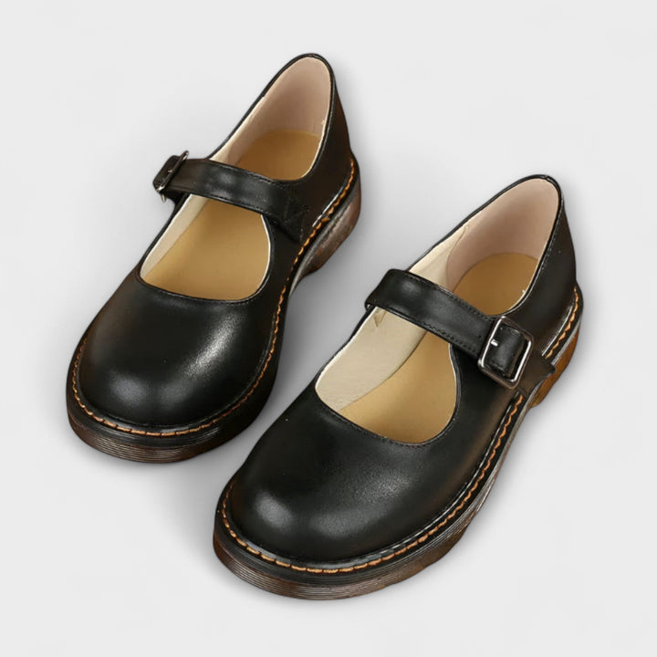 Chaussures Mary Jane Vintage pour Femmes – Chaussures en Cuir Classiques avec Bride et Semelle Confort