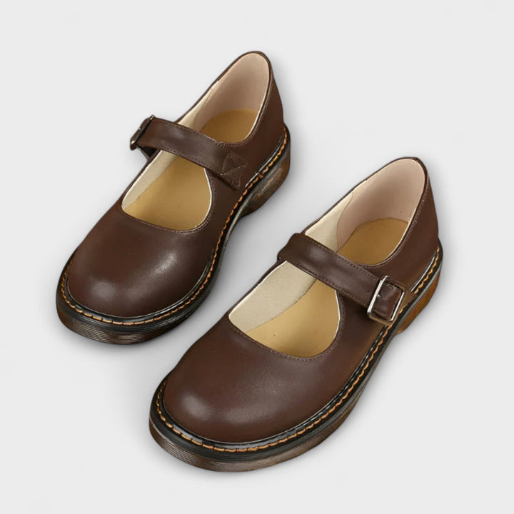 Chaussures Mary Jane Vintage pour Femmes – Chaussures en Cuir Classiques avec Sangle et Semelle Confort