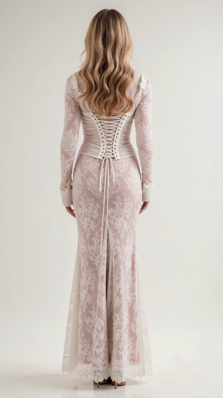 Robe Maxi Longue en Dentelle Élégante Olivia
