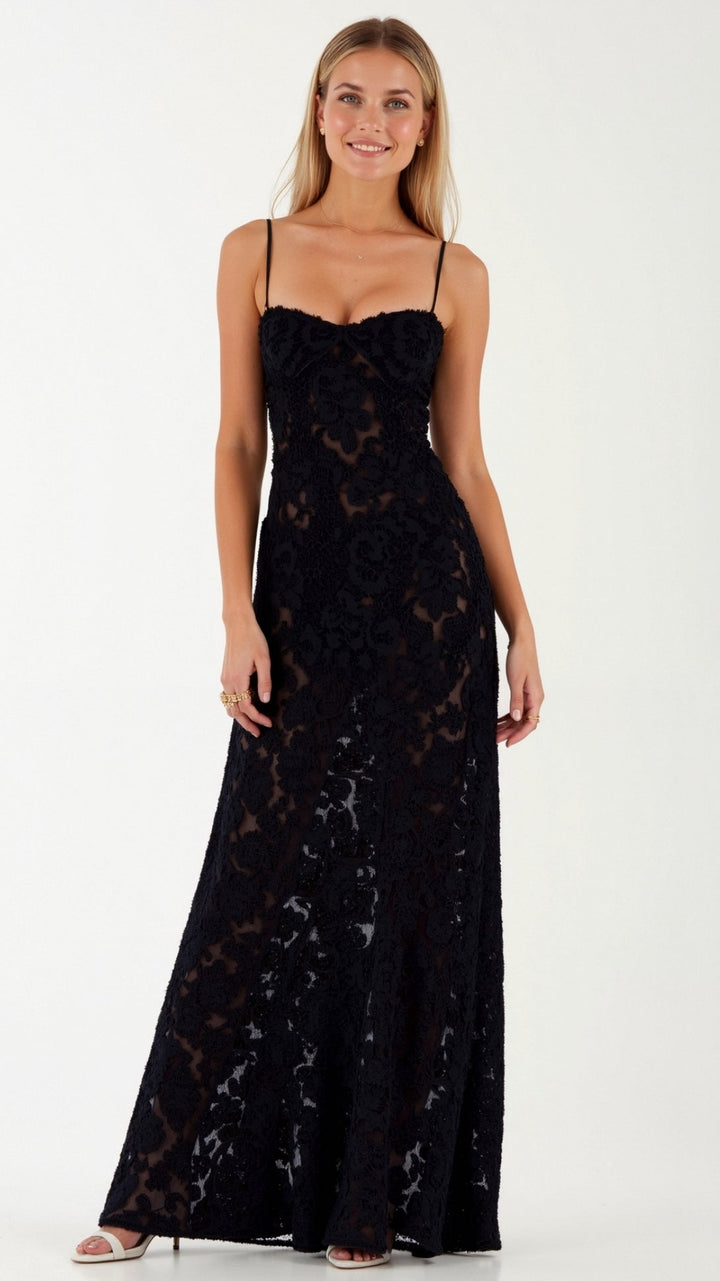 Robe Maxi Jacquard Fleurie Mary