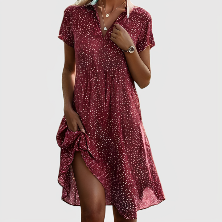 Lina | Robe Midi à Manches Courtes