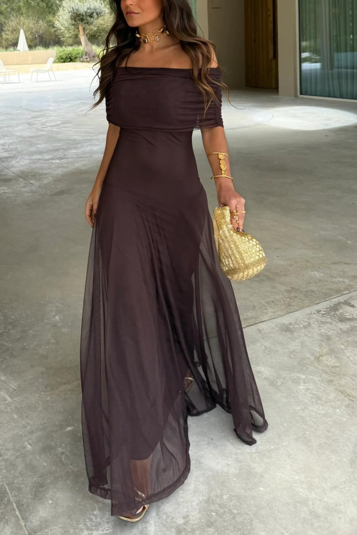 Robe Maxi Chiffon Décolletée