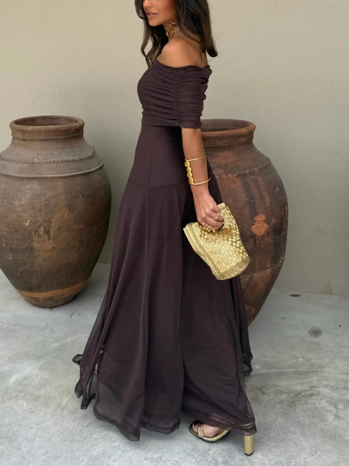Robe Maxi Chiffon Décolletée
