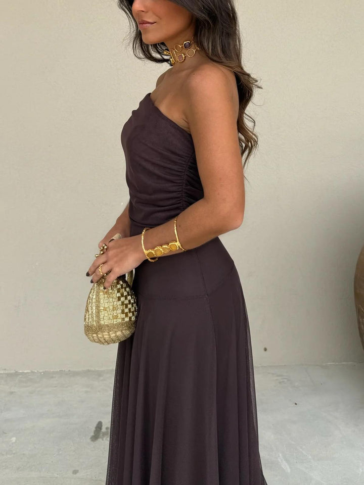 Robe Maxi Chiffon Décolletée