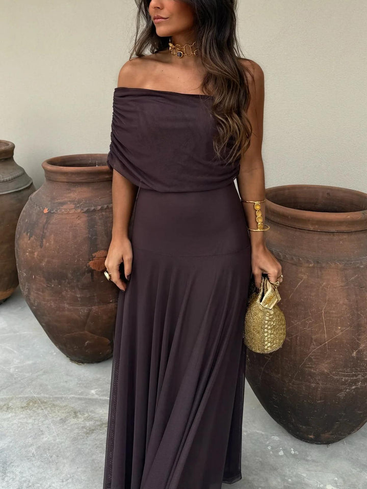 Robe Maxi Chiffon Décolletée
