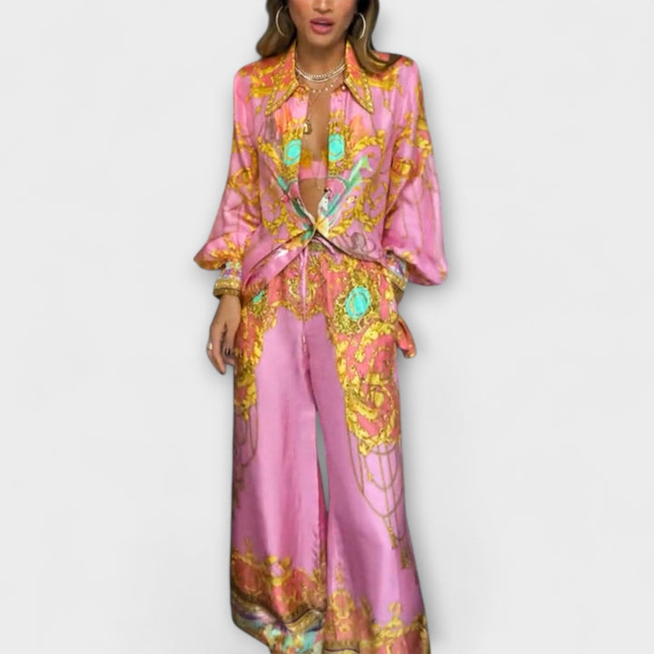 Sage - Ensemble Chemise Détendue Sirène et Pantalon Taille Élastique
