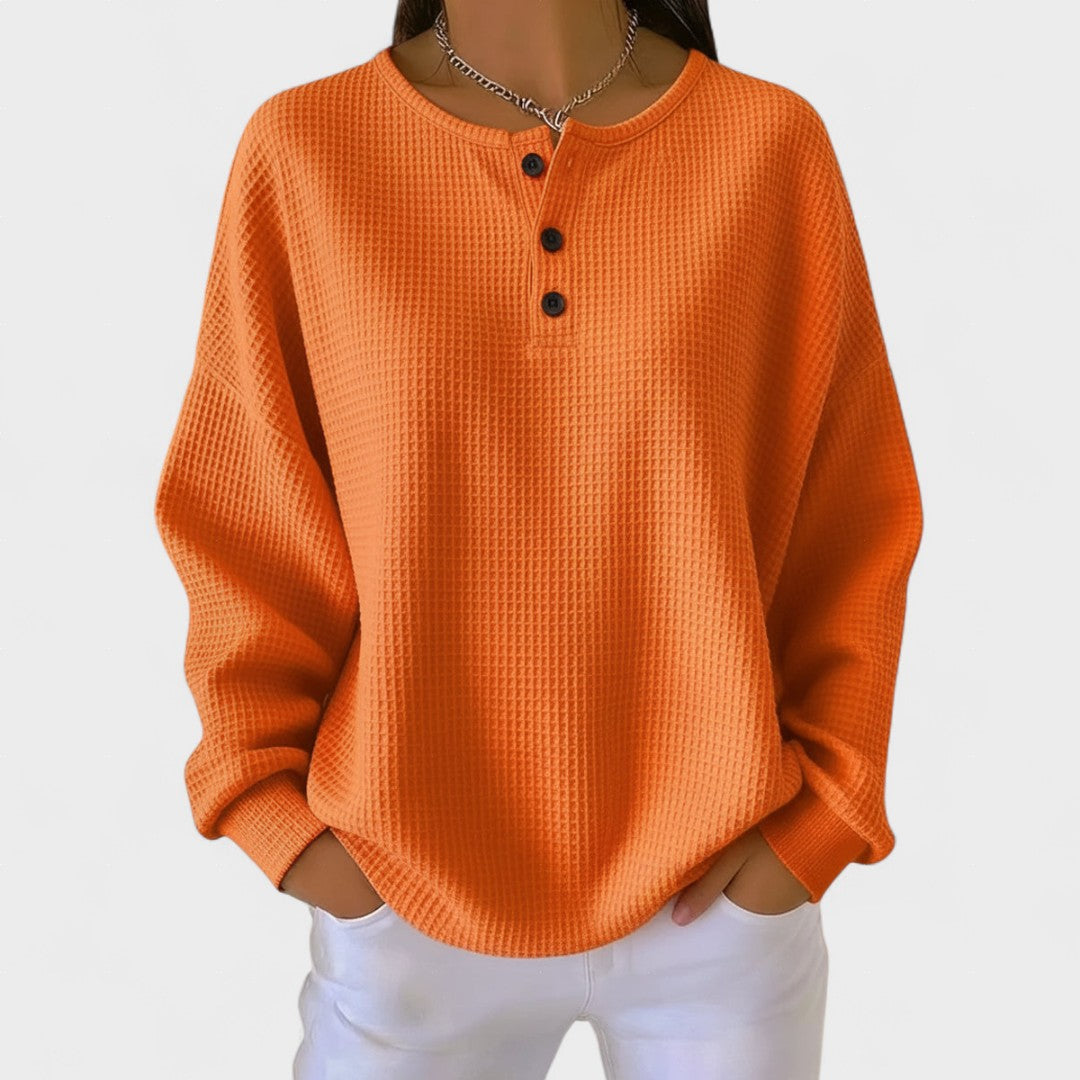 Piper | Pull Henley en Tricot Waffle Douillet