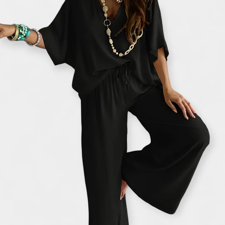 Veronika - Ensemble décontracté avec pantalon large et blouse fluide