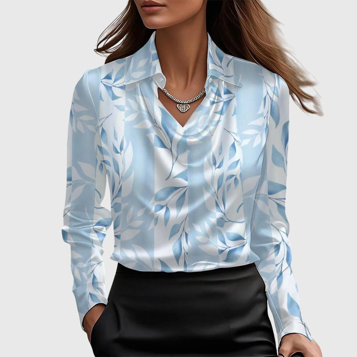 Sylvie | Blouse Luxueuse Brillante avec Col Plissé