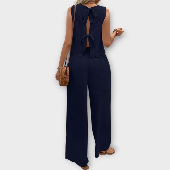 Valeria - Gilet avec Bordure Florale & Pantalon Long