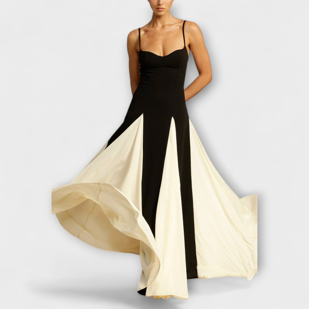Ember - Élégance Classique : Robe Maxi A-Ligne avec Panneaux en Tulle