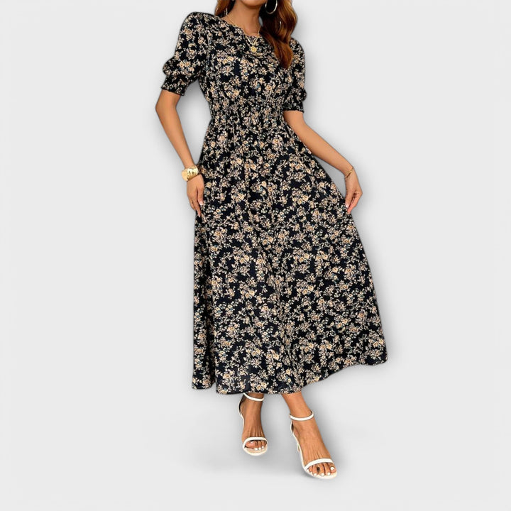 Amelia - Robe à Encolure Ronde et Motif Floral