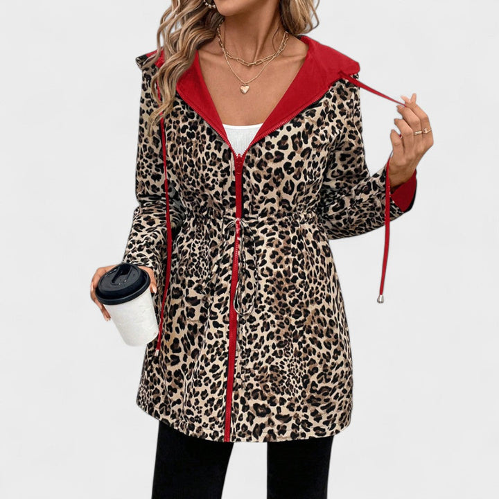 Evie | Veste à capuche réversible avec imprimé léopard