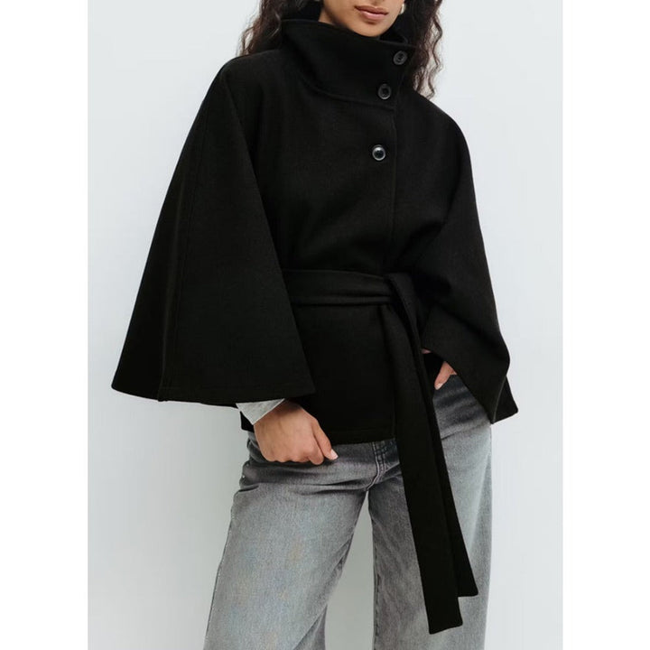 Manteau Cape à Col Haut pour Femme – Manteau d’Hiver Luxe et Élégant