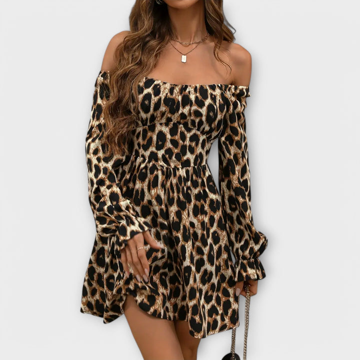 Robe Charmante avec Imprimé Léopard