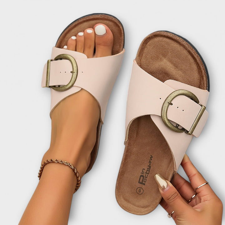 Margie - Mules en Liège pour Femmes avec Design de Sangle à Boucle
