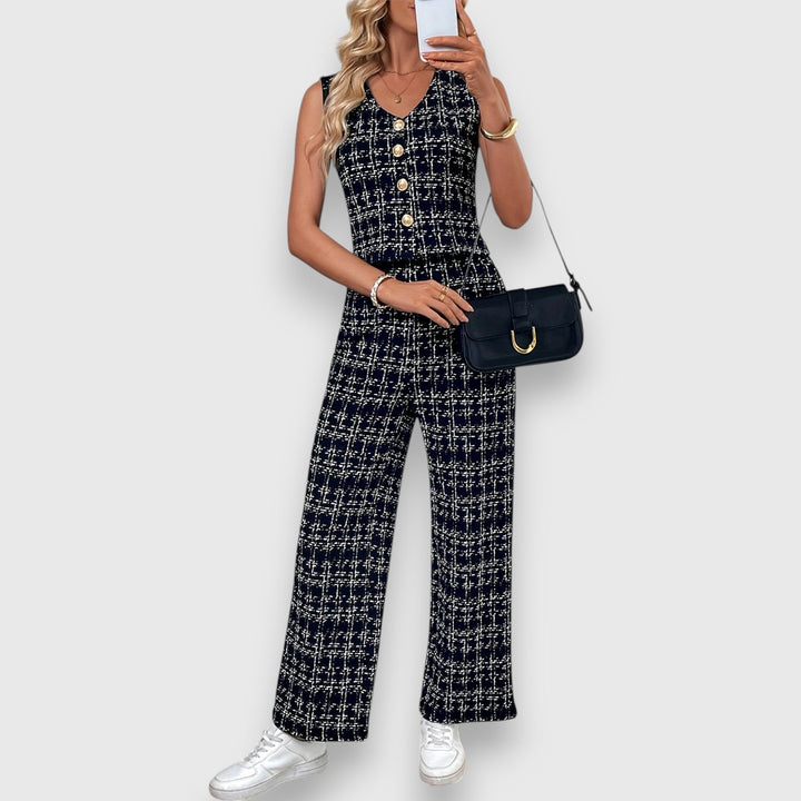 Jasmína - Ensemble Deux Pièces avec Décolleté en V et Pantalon Assorti