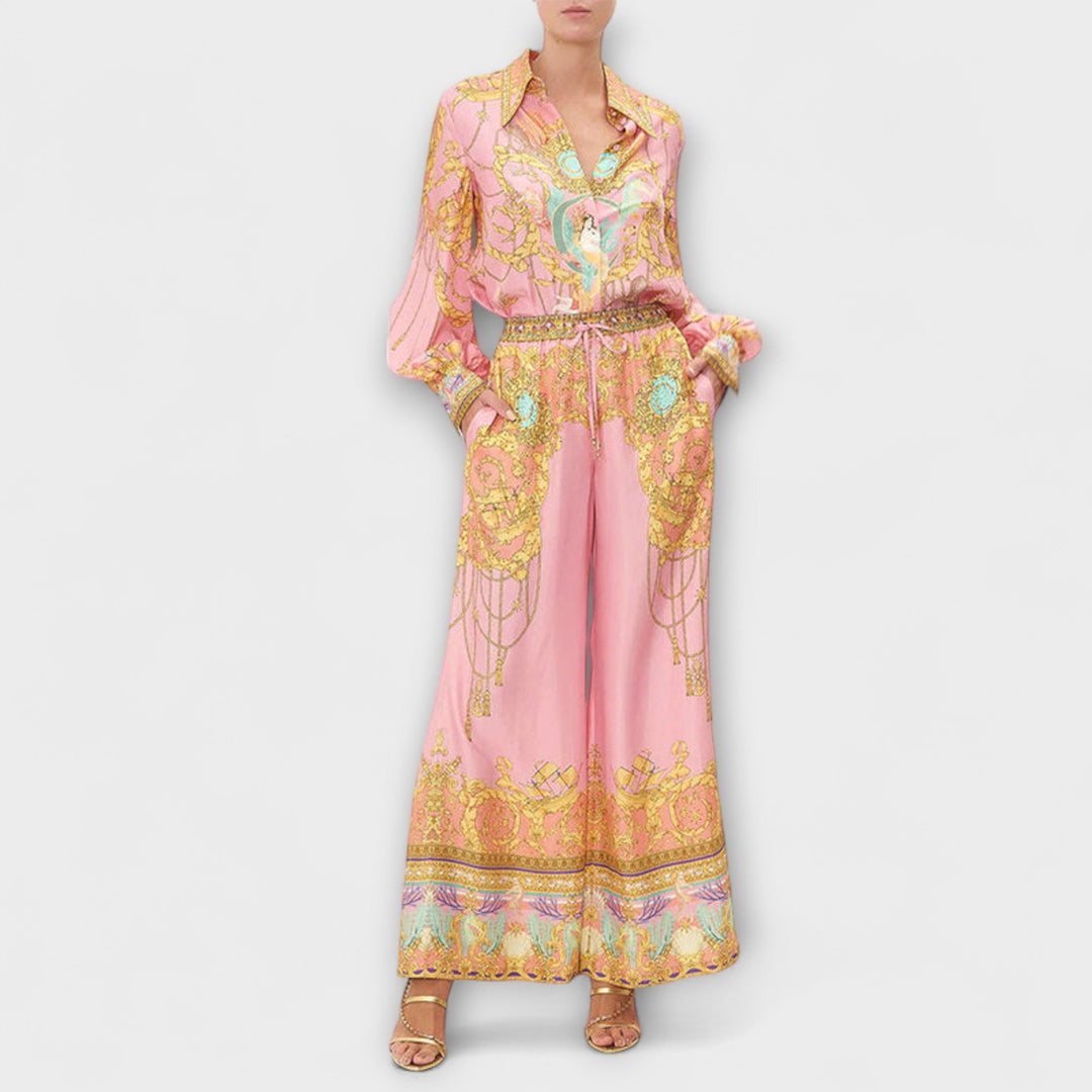 Sage - Ensemble Chemise Détendue Sirène et Pantalon Taille Élastique