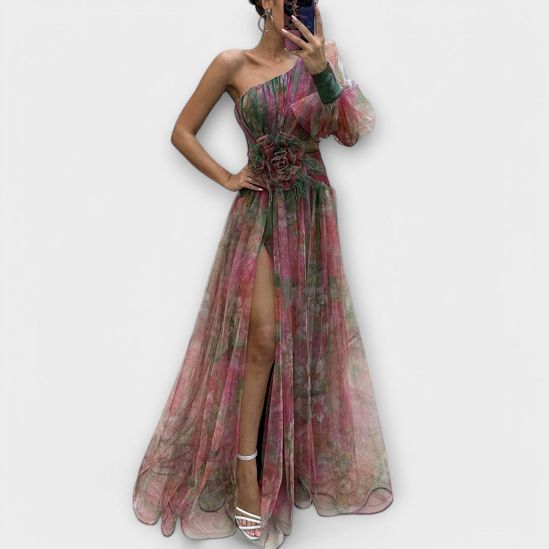 Robe de soirée élégante avec une bretelle et coupe ajustée