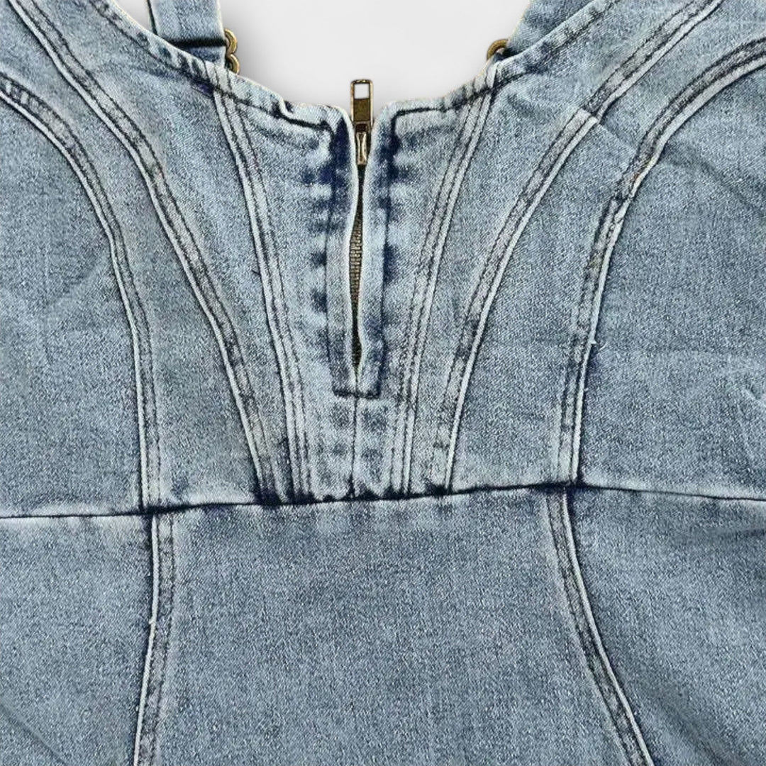Anna - Robe en Jean avec Bretelles Ajustables