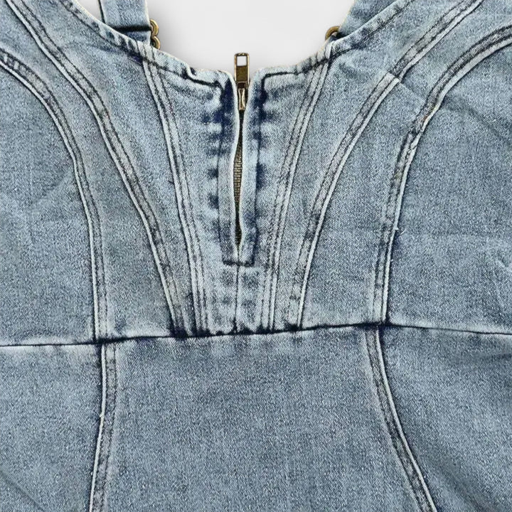 Anna - Robe en Jean avec Bretelles Ajustables