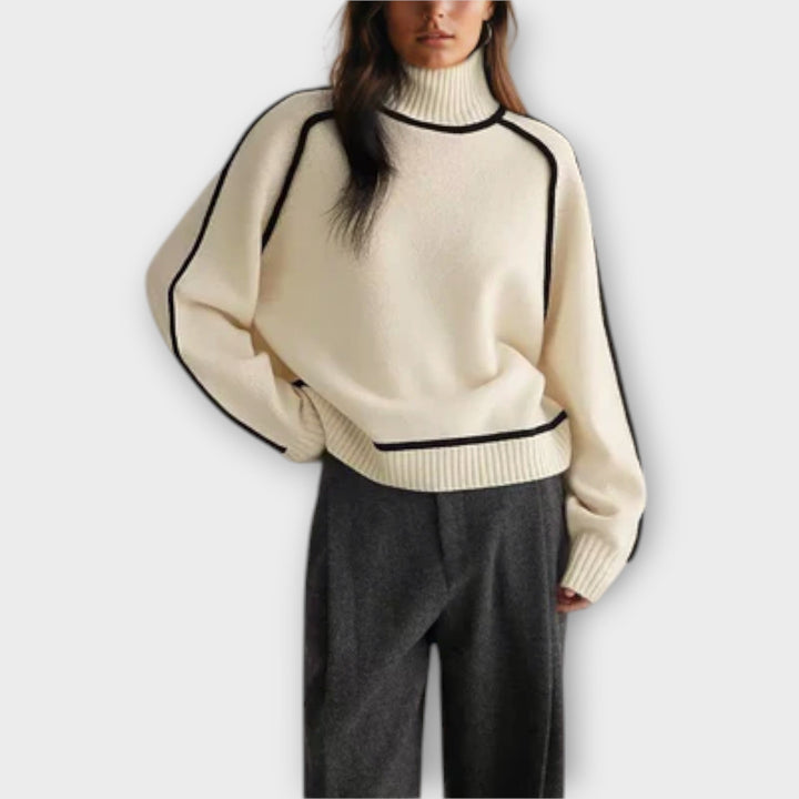 Emilie - Pull Col Roulé Doux et Élégant
