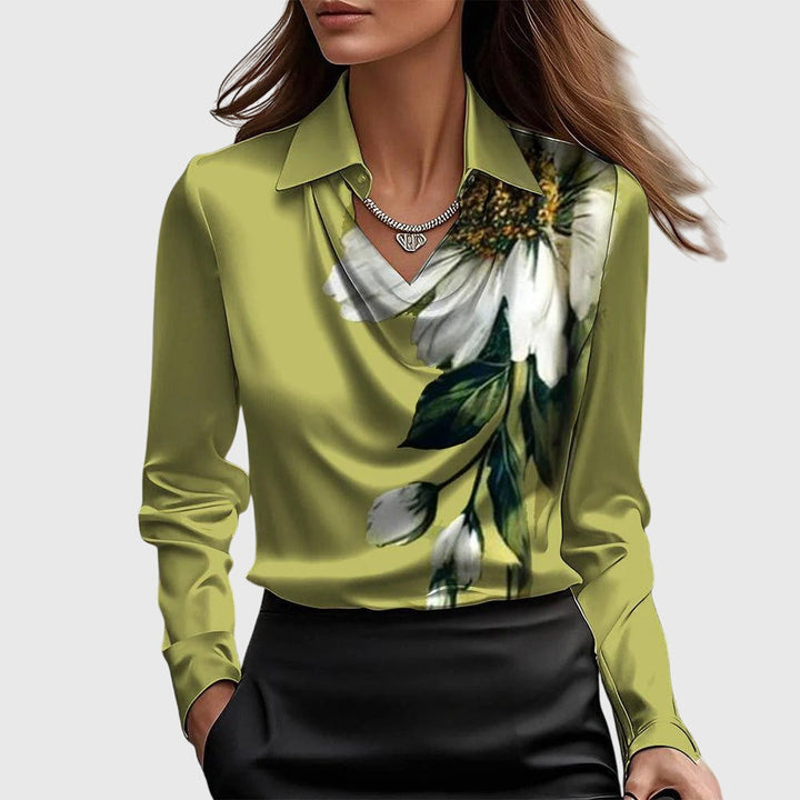 Sylvie | Blouse Luxueuse Brillante avec Col Plissé