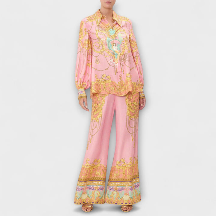 Sage - Ensemble Chemise Détendue Sirène et Pantalon Taille Élastique