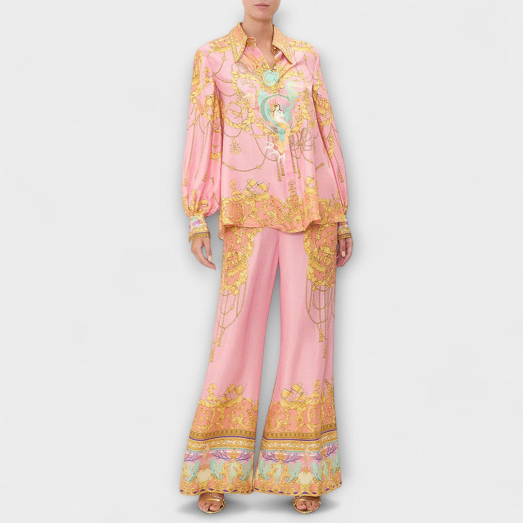 Sage - Ensemble Chemise Détendue Sirène et Pantalon Taille Élastique