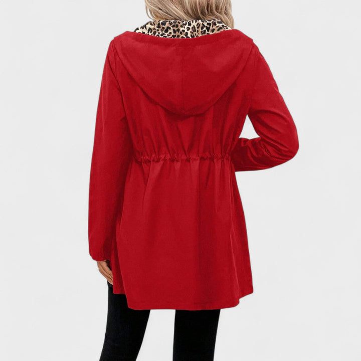 Evie | Veste à capuche réversible avec imprimé léopard