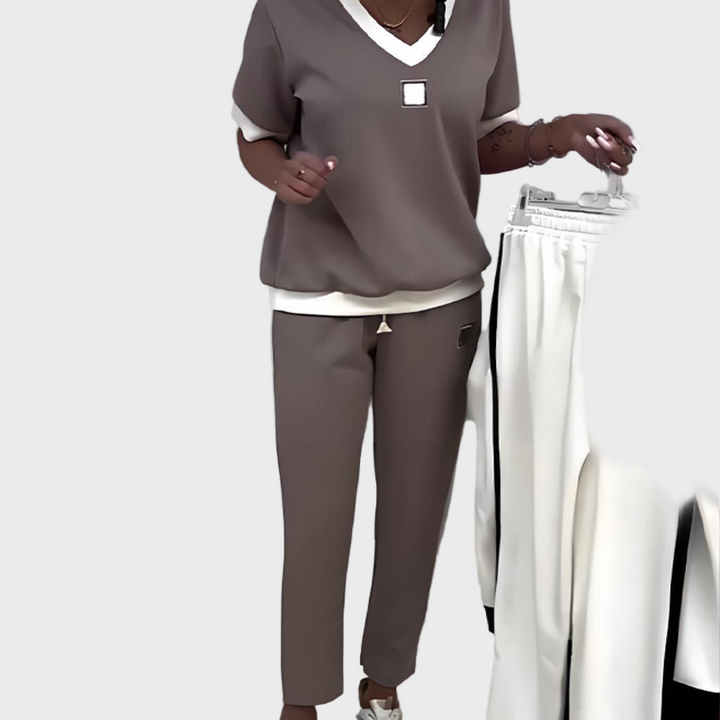 Kristýna - Ensemble Décontracté pour Femmes avec Haut et Pantalon à Col V
