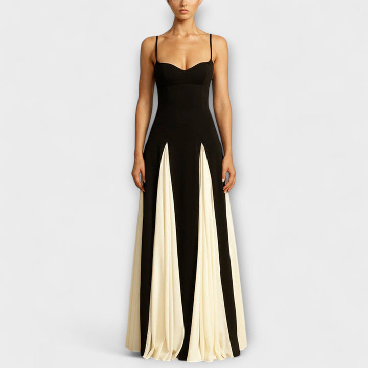Ember - Élégance Classique : Robe Maxi A-Ligne avec Panneaux en Tulle