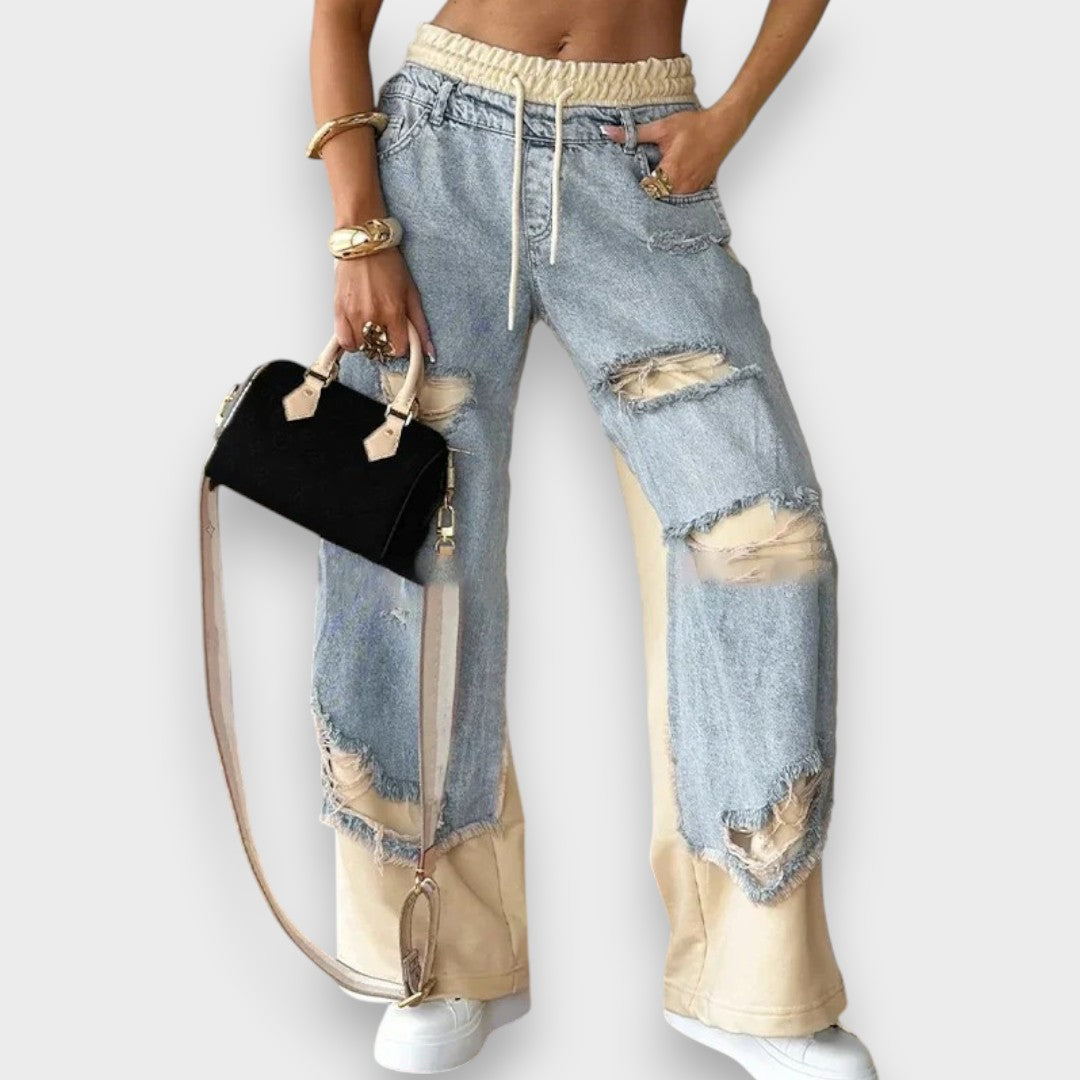 Lora | Jean superposé tendance 2-en-1 avec insert jogging