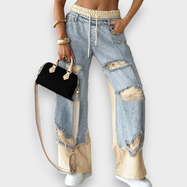 Lora | Jean superposé tendance 2-en-1 avec insert jogging