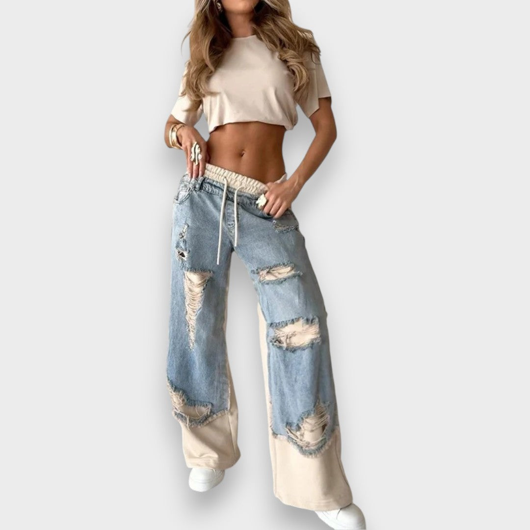 Lora | Jean superposé tendance 2-en-1 avec insert jogging