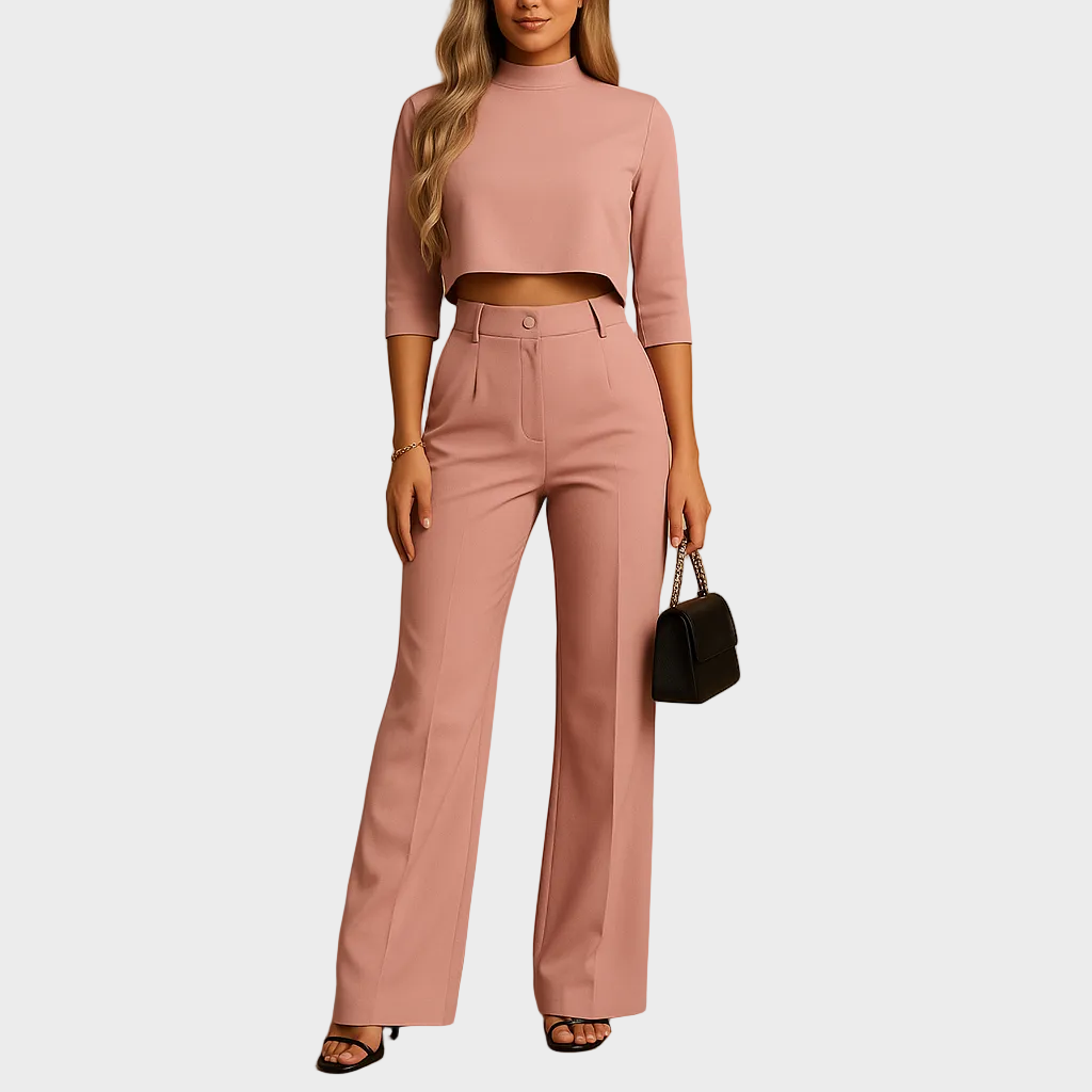 Mareen - Ensemble d'Automne Ajusté avec Top et Pantalon pour Femmes