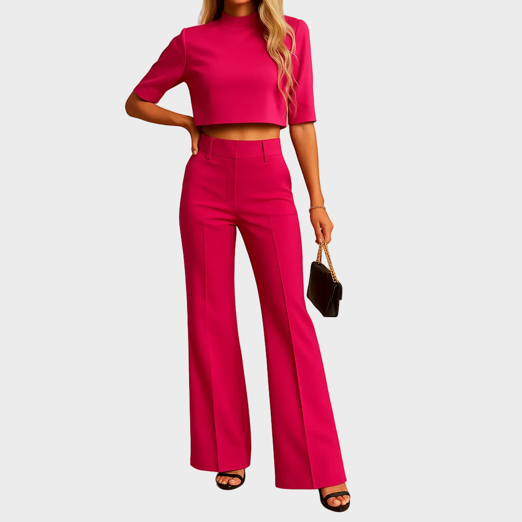 Mareen - Ensemble d'Automne Ajusté avec Top et Pantalon pour Femmes